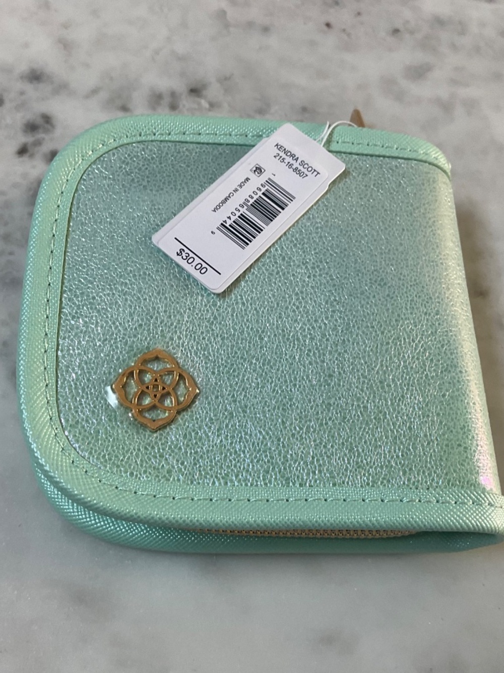 Kendra Scott Travel Jewelry Wallet Pouch In Gold/mint - Picture 3 of 6